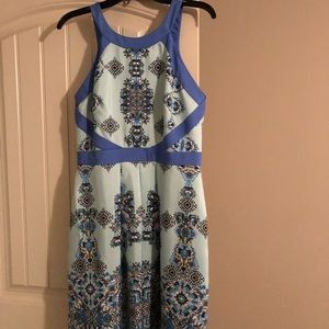 Katherine Kelly Lacey Shantung Blue Paisley Dress